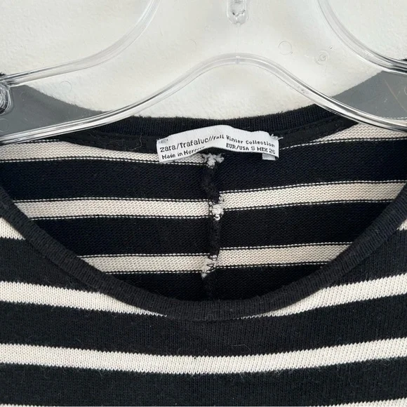 Zara Sweater Dress Striped Long Sleeves Black and White Size Small - Picture 5 of 15